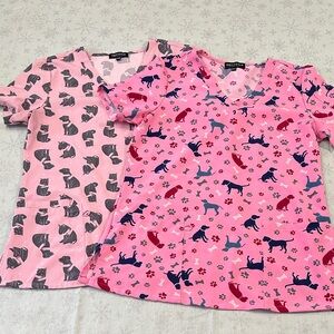 OPTIONS Dog/cat Print Scrub Tops